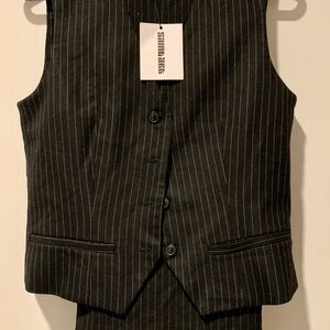Saint Art Women's Black Pinstripe Vest, pantsuit, blazer jacket, pants